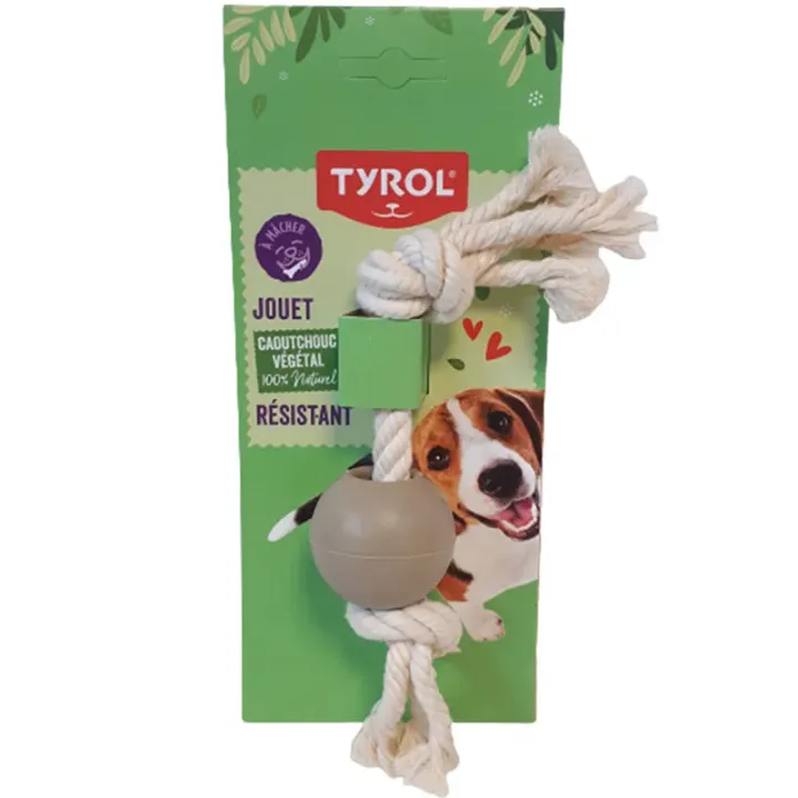 Tyrol Hundleksak Rep med Boll Naturgummi 20 cm Tyrol
