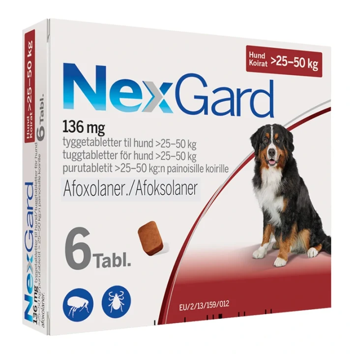 NEXGARD för hund >25-50 kg Tuggtablett 136mg Blister, 3tabletter 