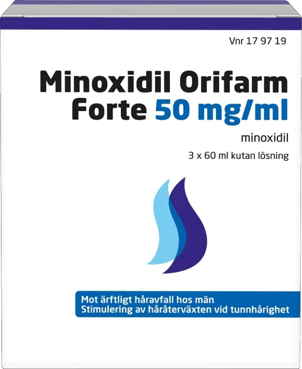 Minoxidil Orifarm Forte kutan lösning 50 mg/ml 3x60 ml Orifarm