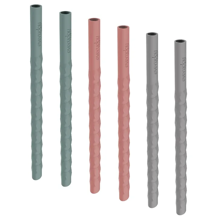 Everyday Baby Silikonsugrör Quiet Grey/Nature Red/Harmony Green 6-pack Everyday Baby