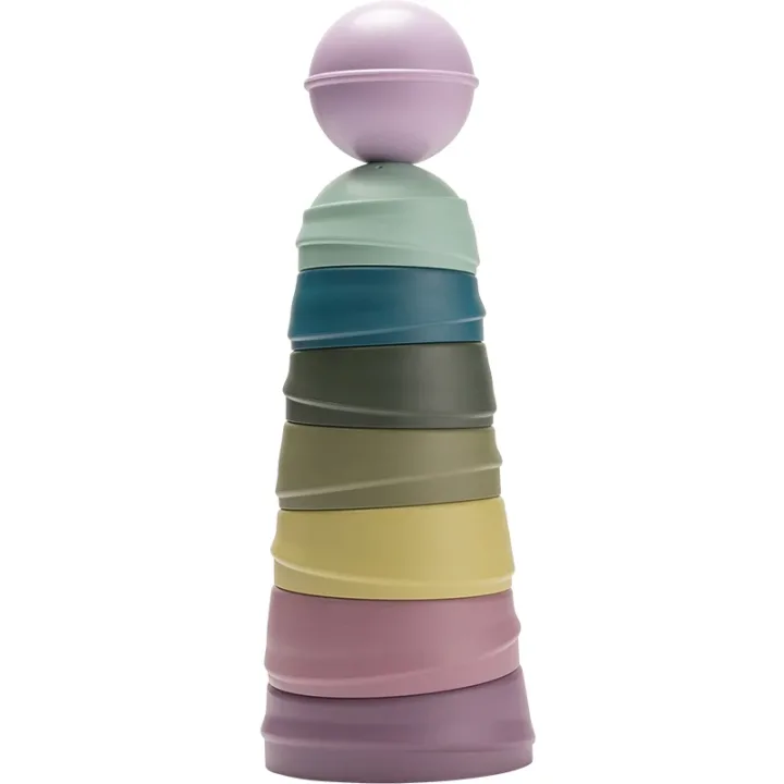 BIBS Wobbly Tower Bright Rainbow Bibs