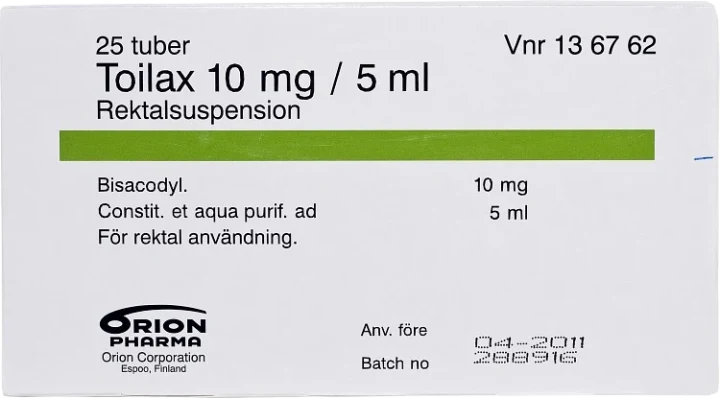 Toilax rektalsuspension 10 mg/5 ml tub 25 x 5 ml Toilax