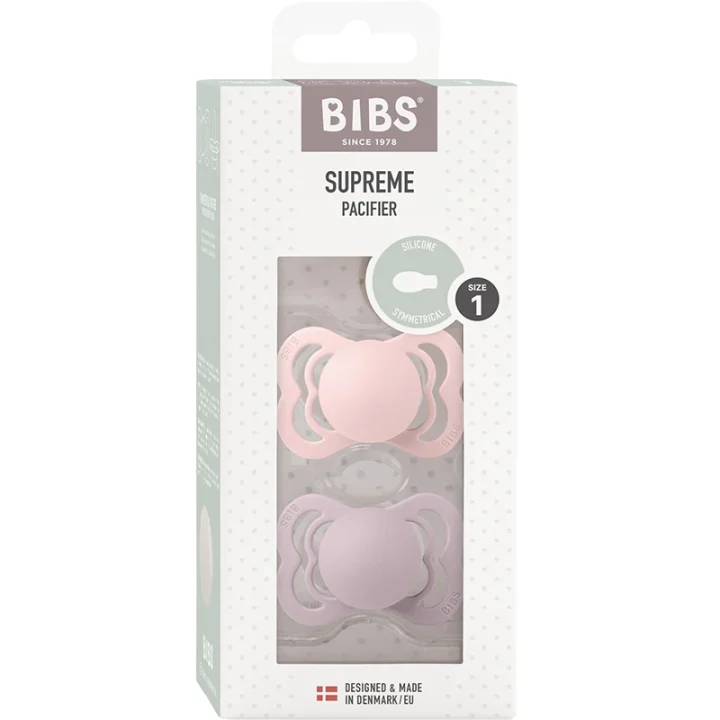 BIBS Supreme Silicone Blossom/Dusky Lilac 2-pack Size 1 Bibs