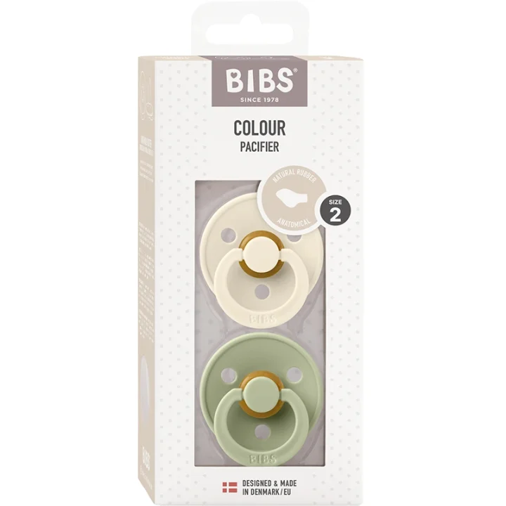 BIBS Colour Latex Anatomical Ivory/Sage 2-pack Size 2 Bibs