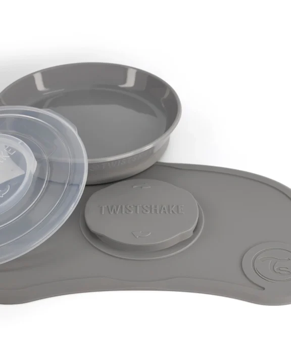 Twistshake Click-Mat Mini + Plate Pastel Grey Twistshake