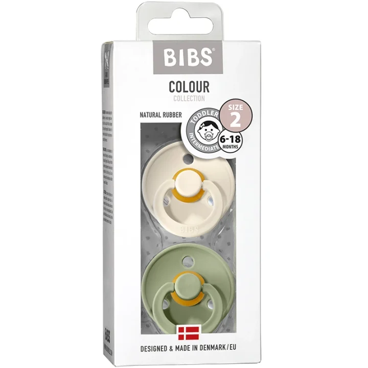 BIBS Colour Latex Size 2 Ivory/Sage 2-pack Bibs