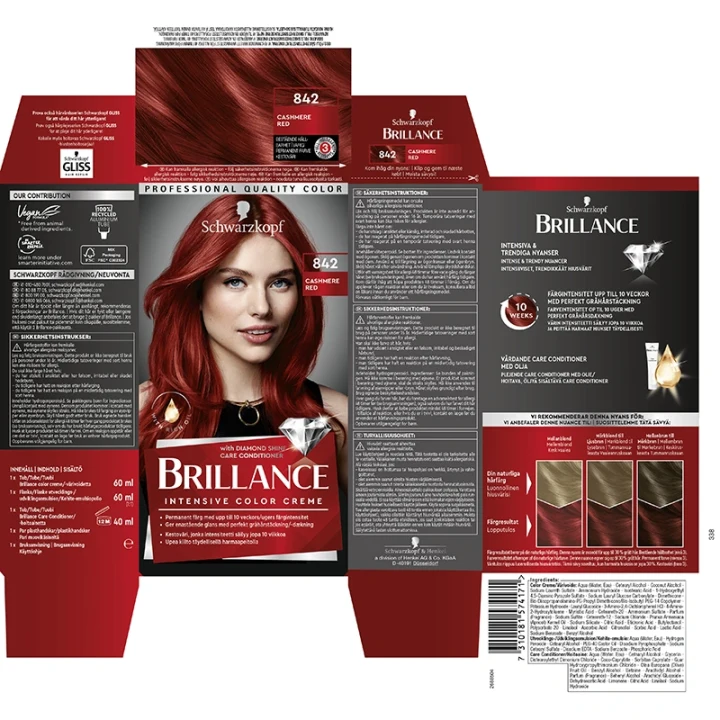 Schwarzkopf Brillance Hårfärg 842 Cashmere Red Schwarzkopf