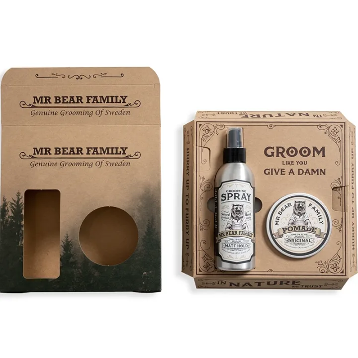 Mr Bear Family Kit - Spray & Pomade Sweetwood 200 + 100 ml Mr Bear Family