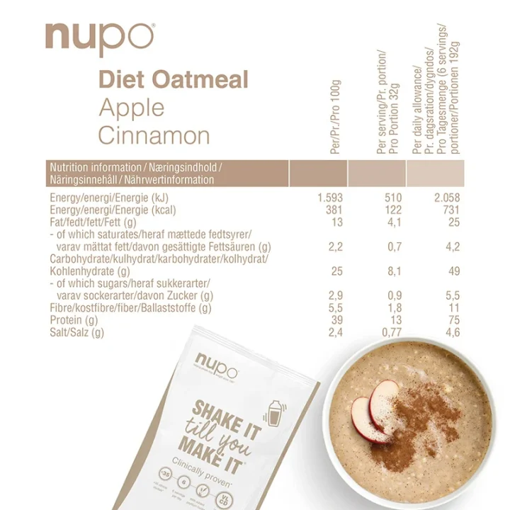 Nupo Diet Oatmeal Apple & Cinnamon 12 portioner Nupo