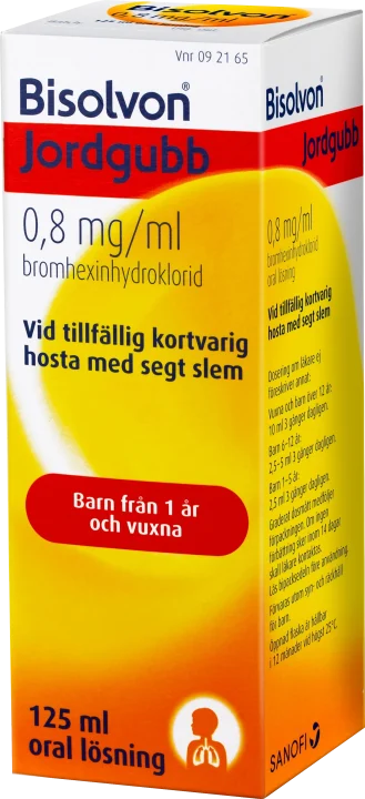 Bisolvon oral lösning jordgubb 0,8 mg/ml 125 ml Bisolvon