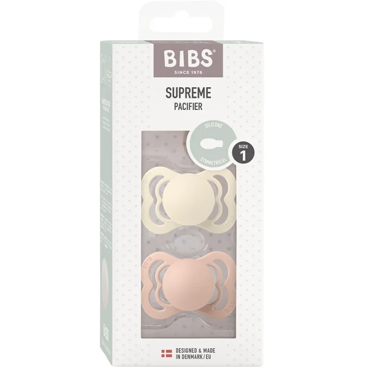 BIBS Supreme Silicone Ivory/Blush 2-pack Size 1 Bibs