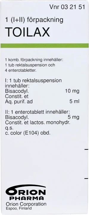 Toilax enterotablett och rektalsuspension 5 mg + 10 mg/5 ml Toilax