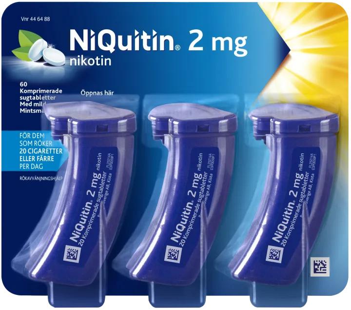NiQuitin Komprimerad sugtablett 2mg Burk, 60(3x20) tabletter Niquitin