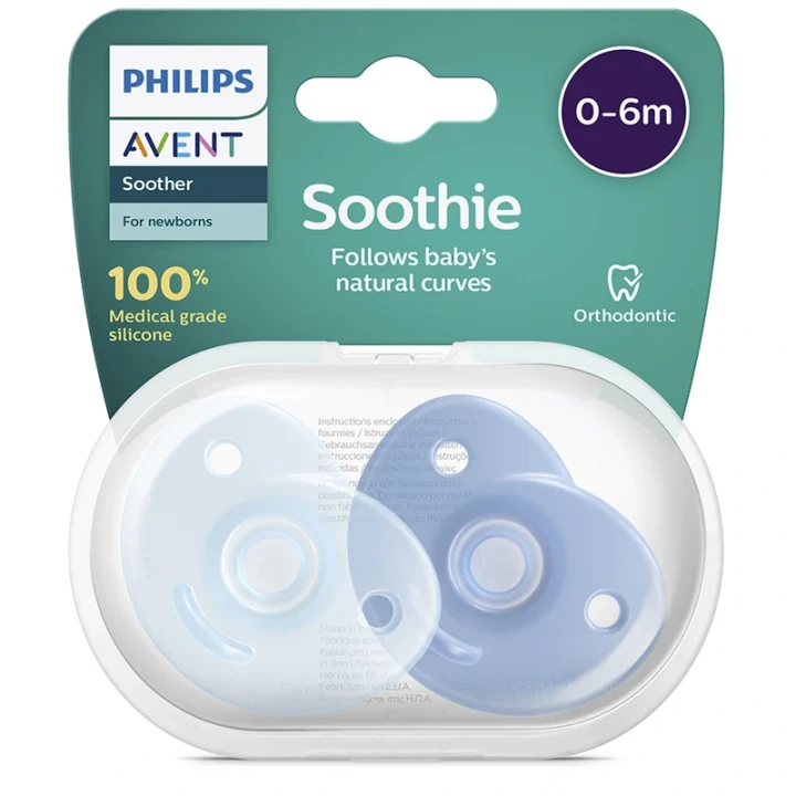 Philips Avent Soothie Napp för Nyfödda 0-6 mån Blå 2-pack Philips Avent