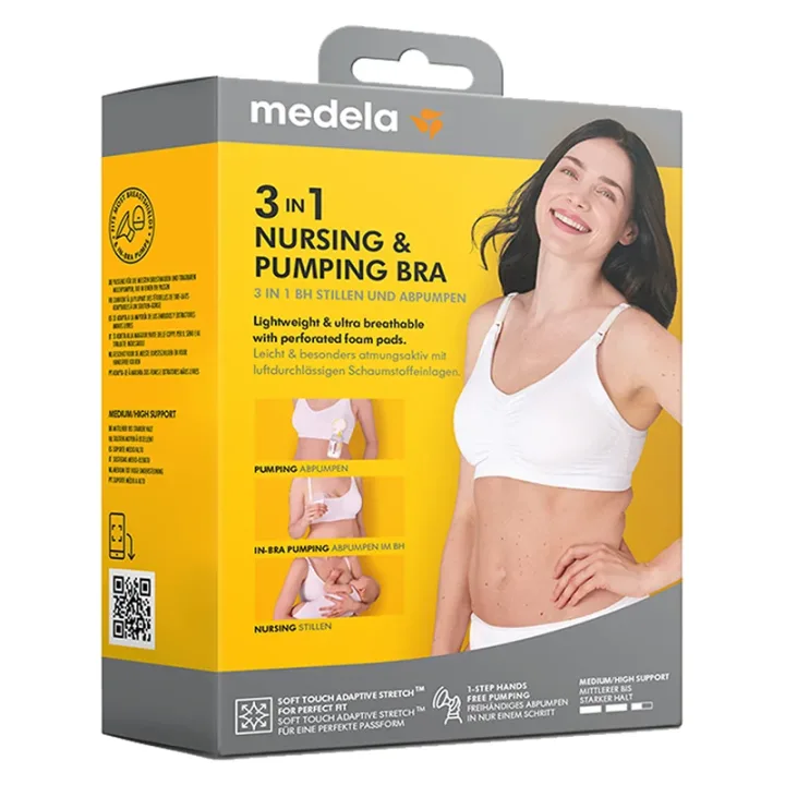 Medela 3-i-1 Amnings- och Pumpnings-BH Svart L Medela