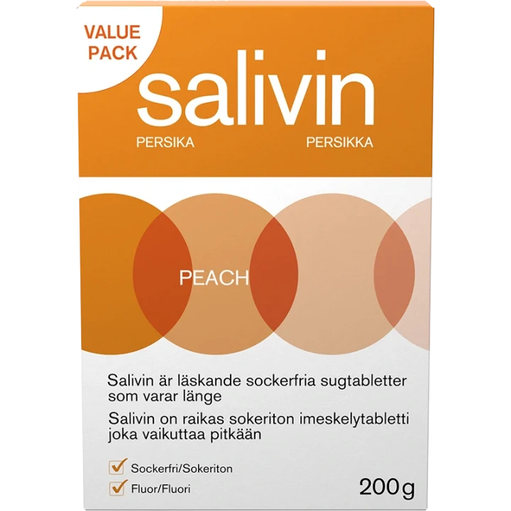 Salivin Sugtabletter Peach 200 g Salivin
