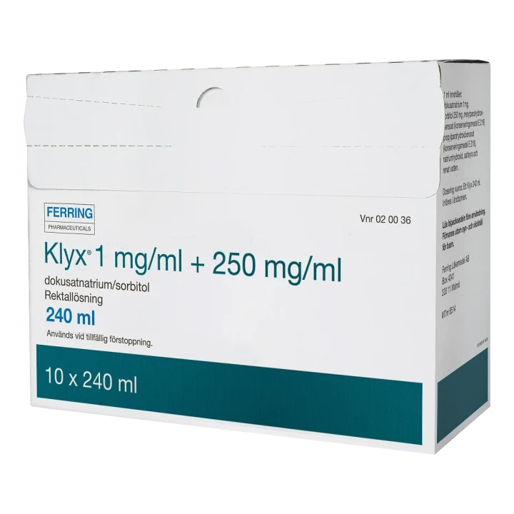 Klyx rektallösning 1 mg/ml + 250 mg/ml 10 x 240 ml Klyx