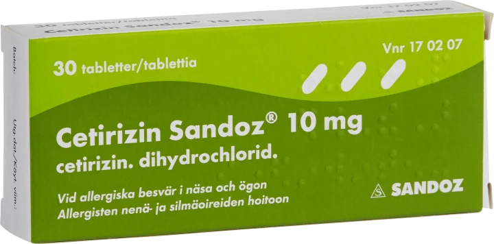 Cetirizin Sandoz filmdragerad tablett 10 mg 30 st Sandoz