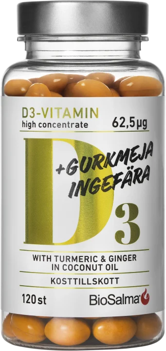 BioSalma D3 62,5 µg + Gurkmeja Ingefära 120 st kapslar BioSalma
