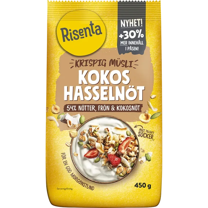 Risenta Krispig Müsli Kokos Hasselnöt 450 g Risenta