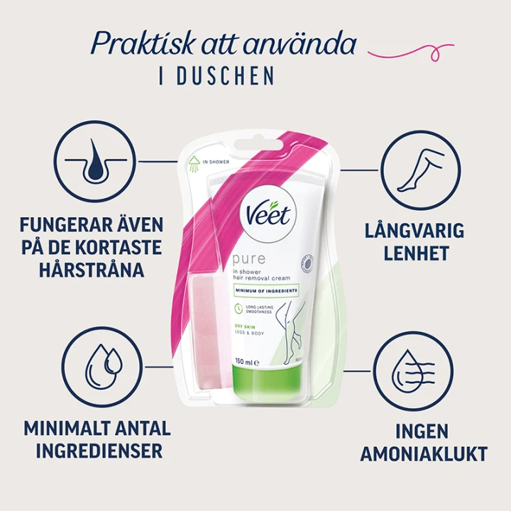 Veet In Shower Hårborttagningskräm för Torr Hud 150 ml Veet