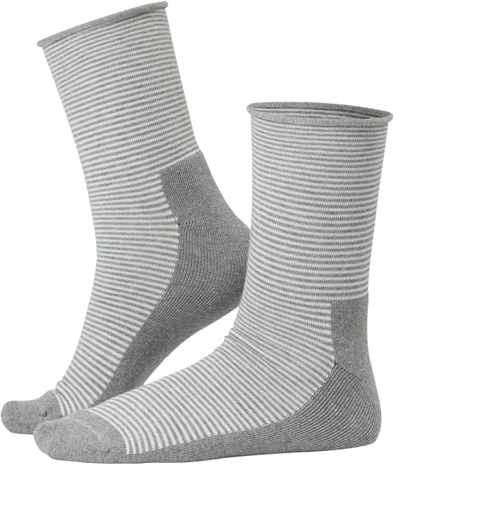 Life Wear Diabetesstrumpa Bomull Grå Rand 37/39 Life Wear