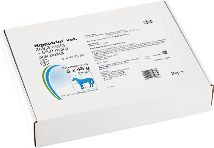 Hippotrim® vet. Oral pasta 288,3mg/g+58,0mg/g Plastsprutor 5x45g 