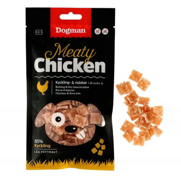 Dogman Kyckling och Risbitar 80 g Dogman