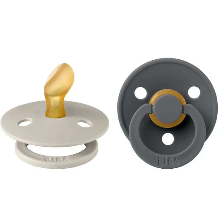 BIBS Colour Latex Anatomical Sand/Iron 2-pack Size 1 Bibs