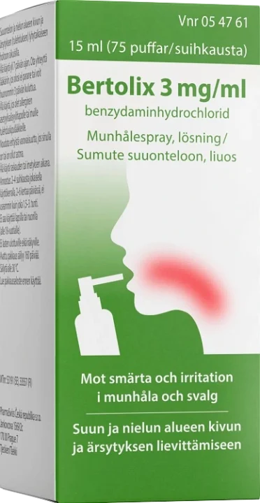 Bertolix Munhålespray, lösning 3mg/ml Sprayflaska, 15ml (75puffar) Bertolix