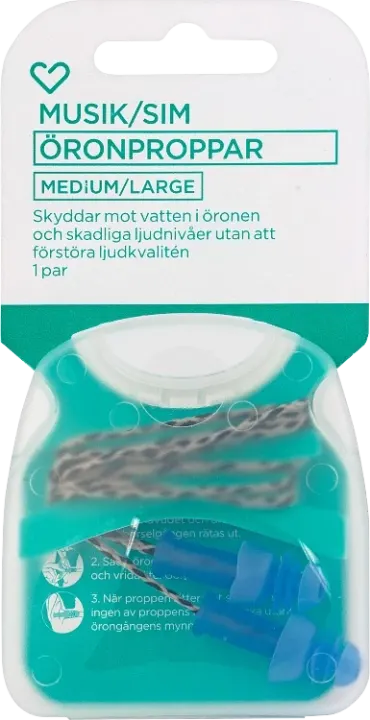 Hjärtats musik- och simpropp medium/large 1 par Hjärtats