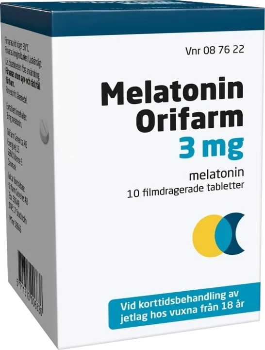Melatonin Orifarm Filmdragerad tablett 3mg Burk, 10 tabletter Orifarm