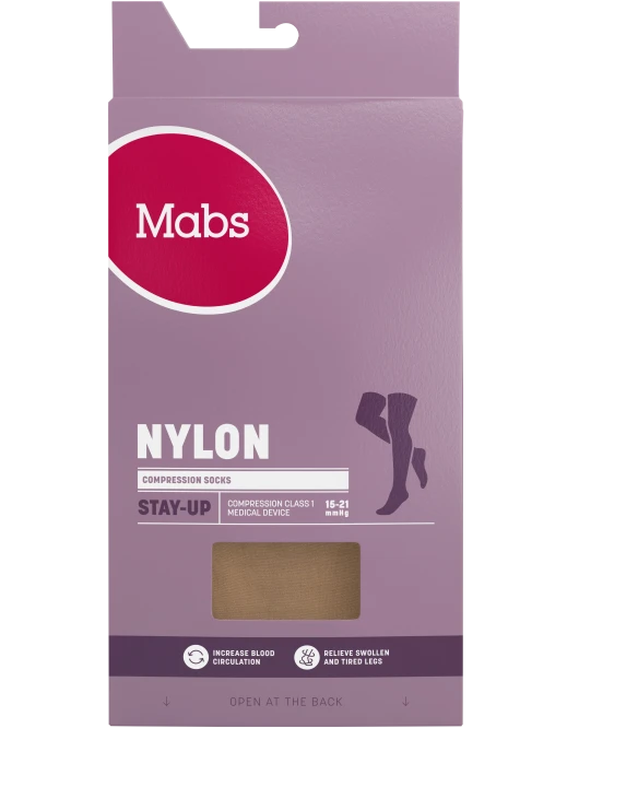 Mabs Nylon Stay Up Tan 1 par L Mabs