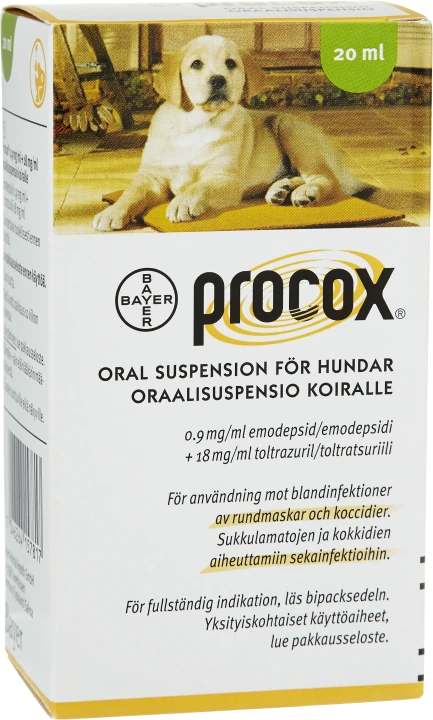 Procox Oral suspension 0,9mg/ml+18mg/ml Flaska, 20ml 