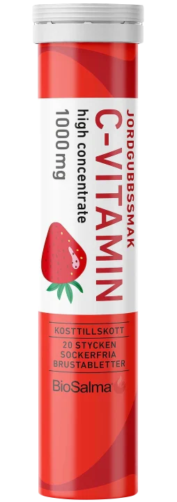 BioSalma C-vitamin 1000 mg Jordgubb 20 brustabletter BioSalma