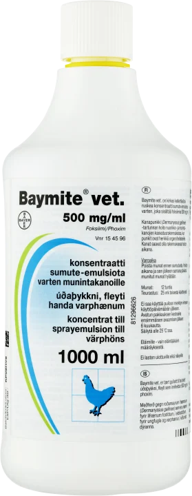 Baymite vet Koncentrat till spray, emulsion 500mg/ml Plastflaska, 1000ml 
