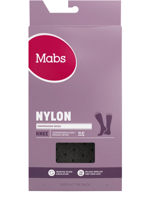 Mabs Nylon Knee Black Dotted 1 par S Mabs
