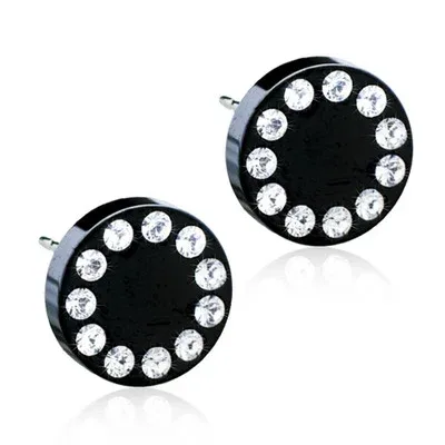 Blomdahl Örhängen Brilliance Puck Crystal/Black 8 mm Blomdahl