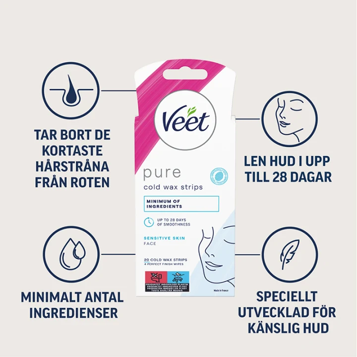 Veet Pure Wax Strips Face Sensitive Skin 20 st Veet
