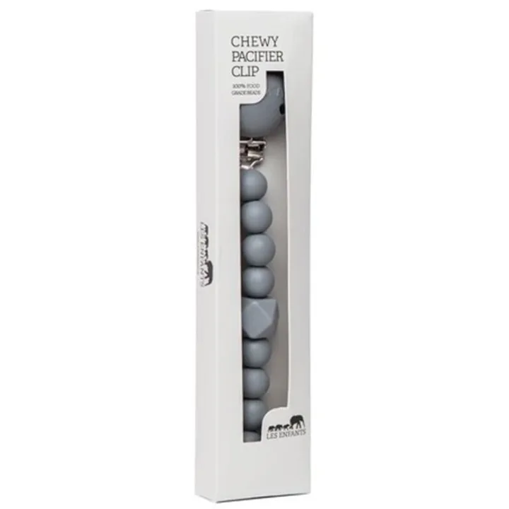 Les Enfants Chewy Pacifier Clip Grå Les Enfants
