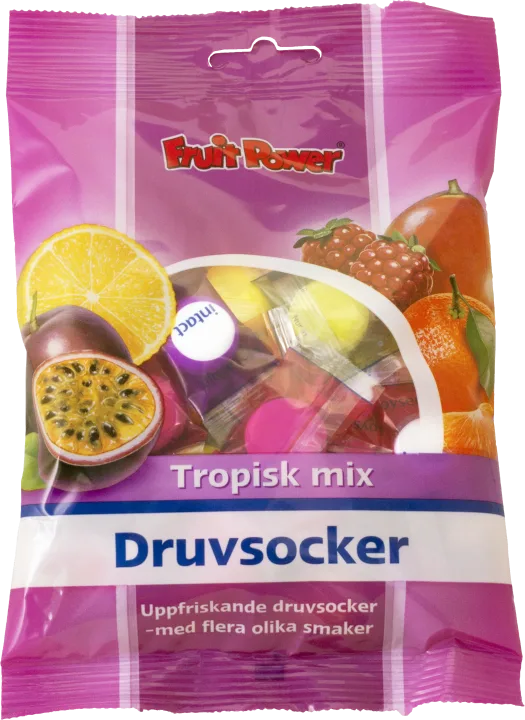 FruitPower Druvsocker Tropisk Mix Tablett 75 g FruitPower