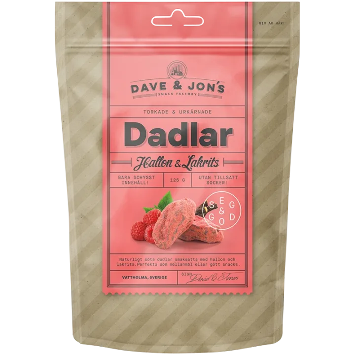 Dave & Jon's Dadlar Hallon/Lakrits 125 g Dave & Jons