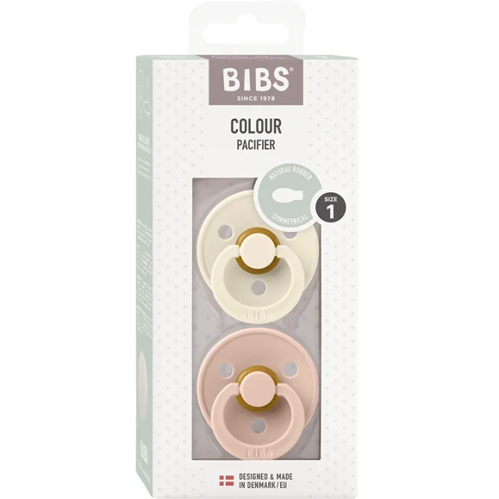 BIBS Colour Latex Symmetrical Ivory/Blush 2-pack Size 1 Bibs