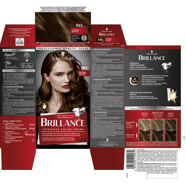Schwarzkopf Brillance Hårfärg 862 Natural Brown Schwarzkopf
