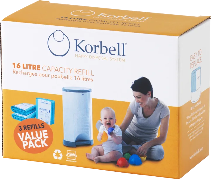 Korbell Refill till blöjhink 16 liter 3-pack Korbell