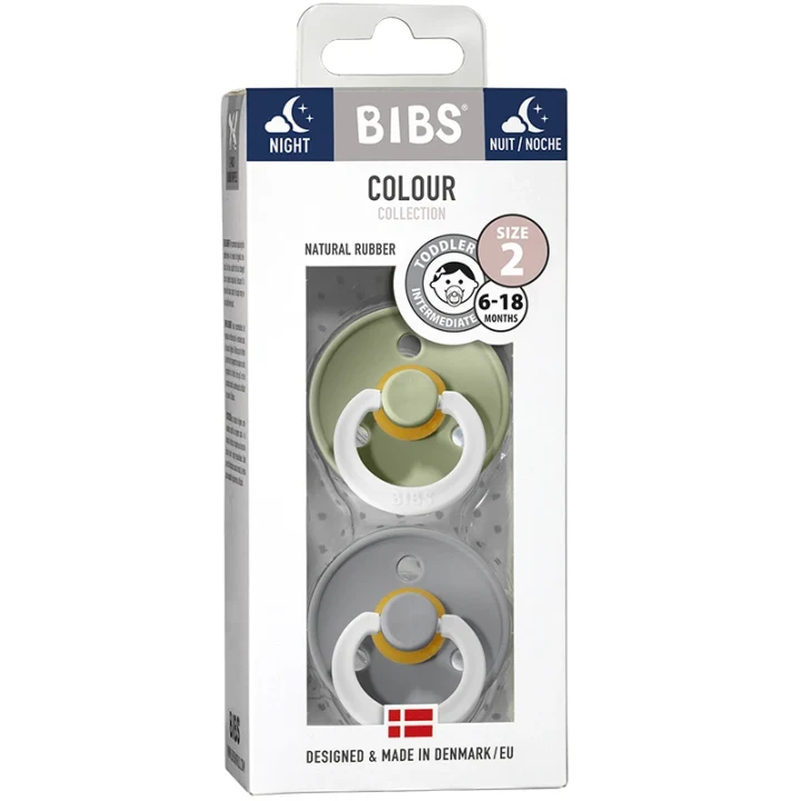 BIBS Colour Latex Size 2 Sage Glow/Cloud Glow 2-pack Bibs