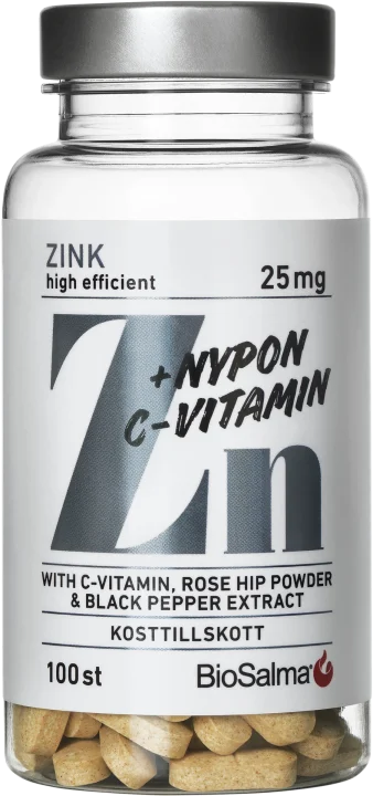 BioSalma Zink + C-vitamin & Nypon 100 st tabletter BioSalma