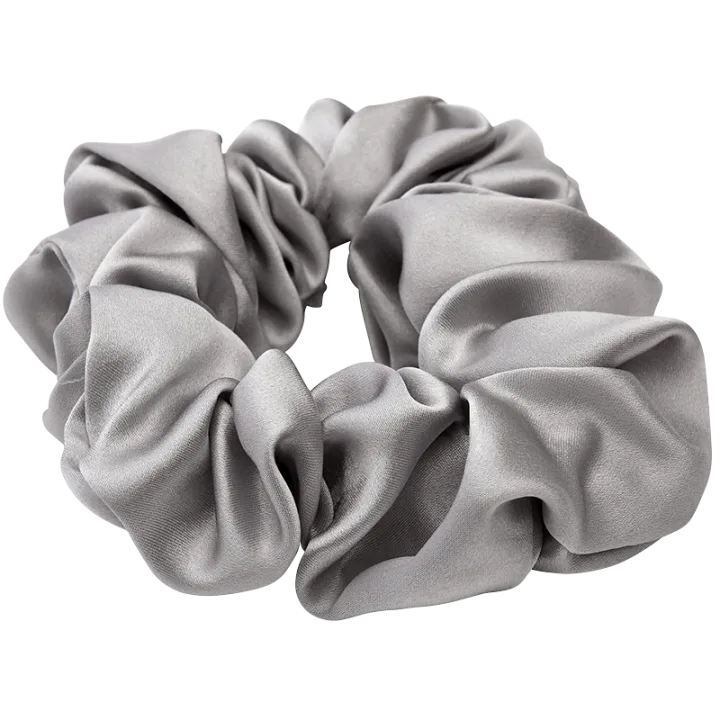 Lenoites Mulberry Silk Scrunchie Grey Lenoites