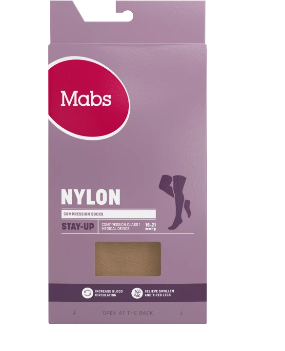 Mabs Nylon Stay Up Tan 1 par S Mabs