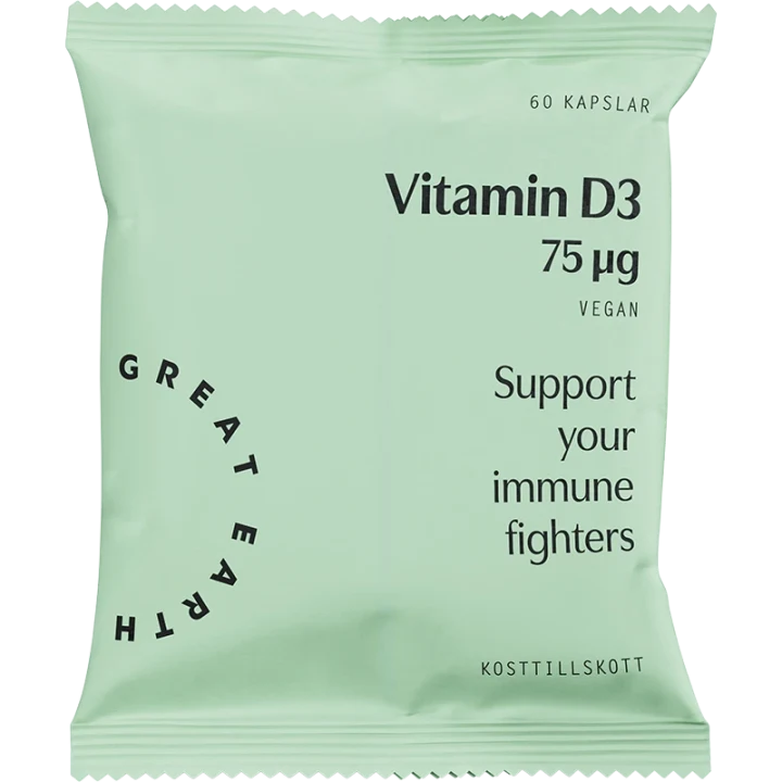 Great Earth Vitamin D3 75 µg refill 60 kapslar Great Earth